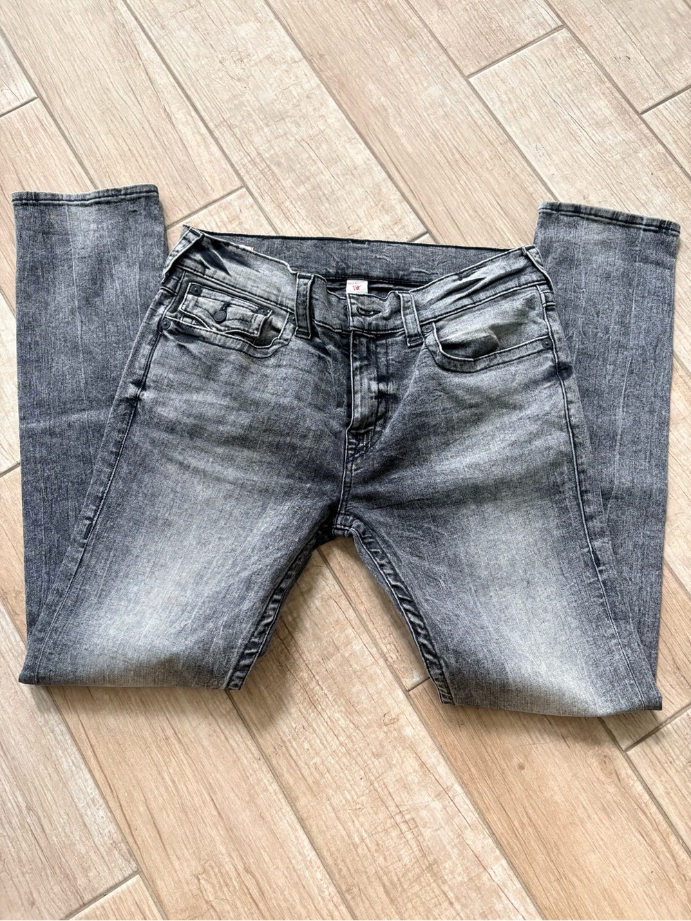 True Religion Men’s Wolf Grey Rocco Relaxed Skinny Jeans